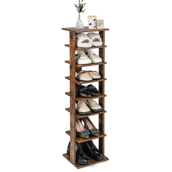 Giantex 8-Tier Vertical Shoe Rack, Corner Shoe Storage Organizer for 7 Pairs, Freestanding Narrow Shoe Rack