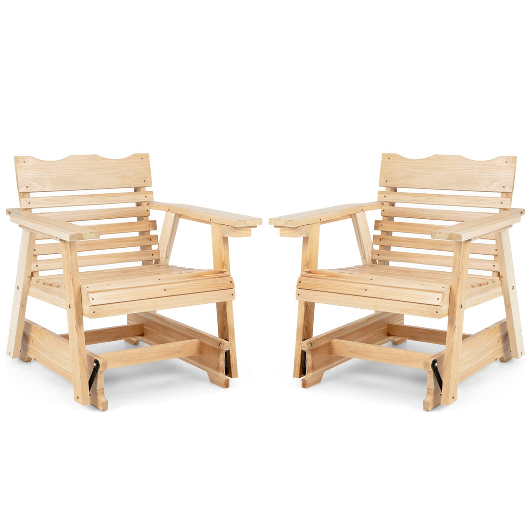 Giantex Outdoor Wood Rocking Chair with High Back and Widened Armrests