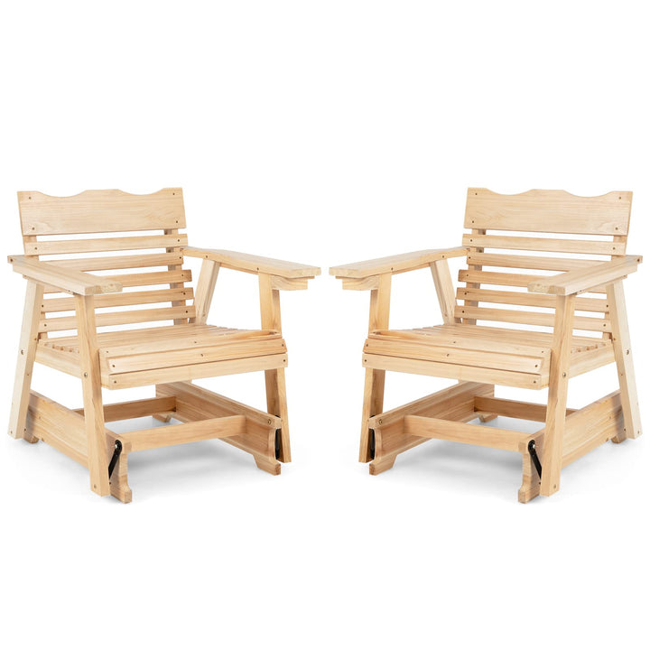Giantex Outdoor Wood Rocking Chair with High Back and Widened Armrests