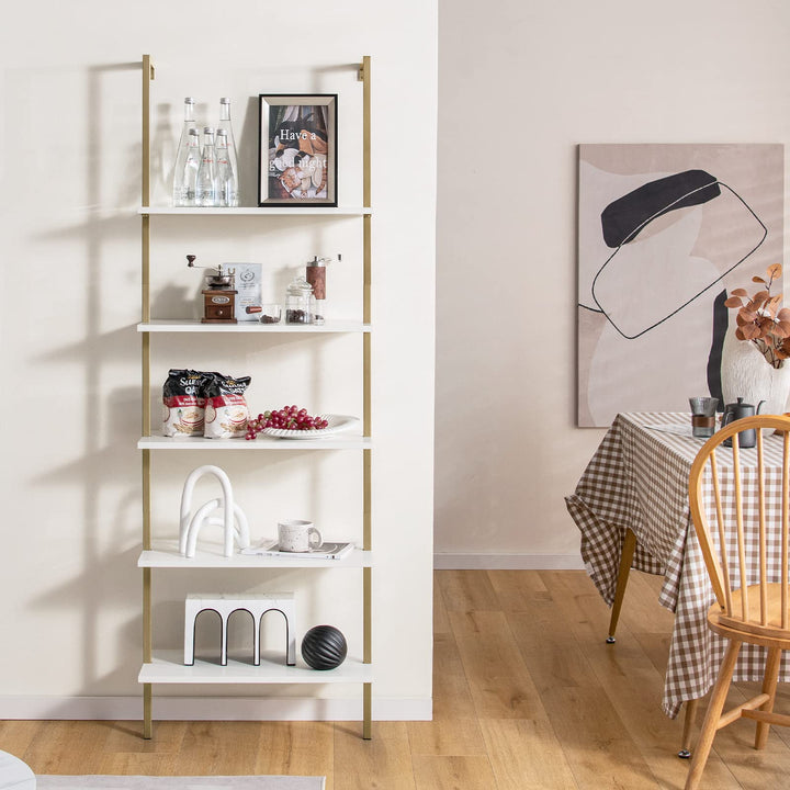 Giantex 5 Tier Modern Wall Mounted Bookshelf, 71&