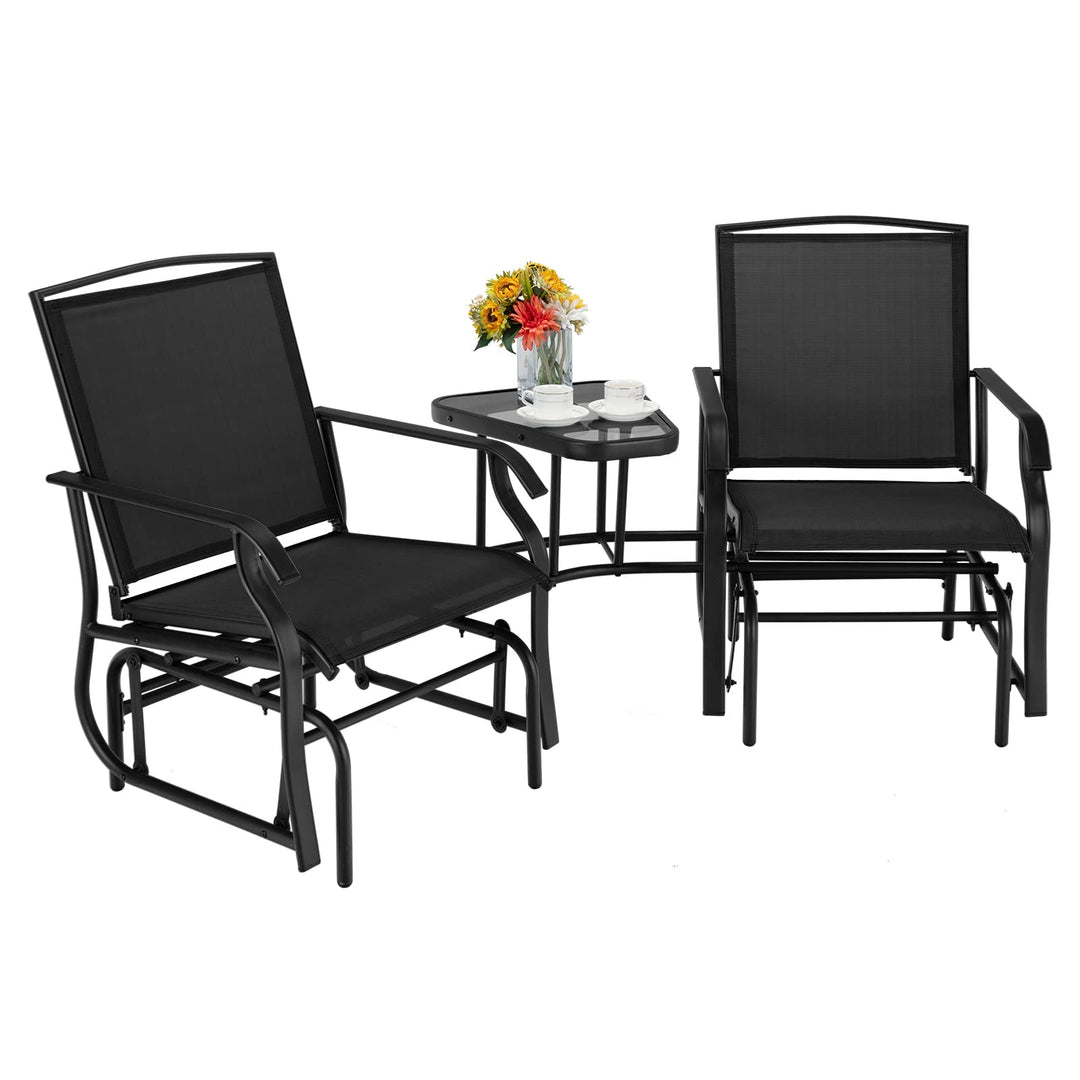 Giantex Outdoor Glider Chairs with Table &amp; Umbrella Hole