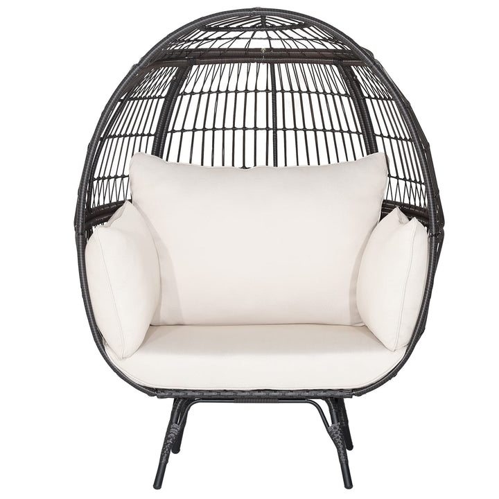 Giantex PE Rattan Egg Chair - Oversized Hammock Chair with Thick Cushions &amp; Sturdy Metal Frame