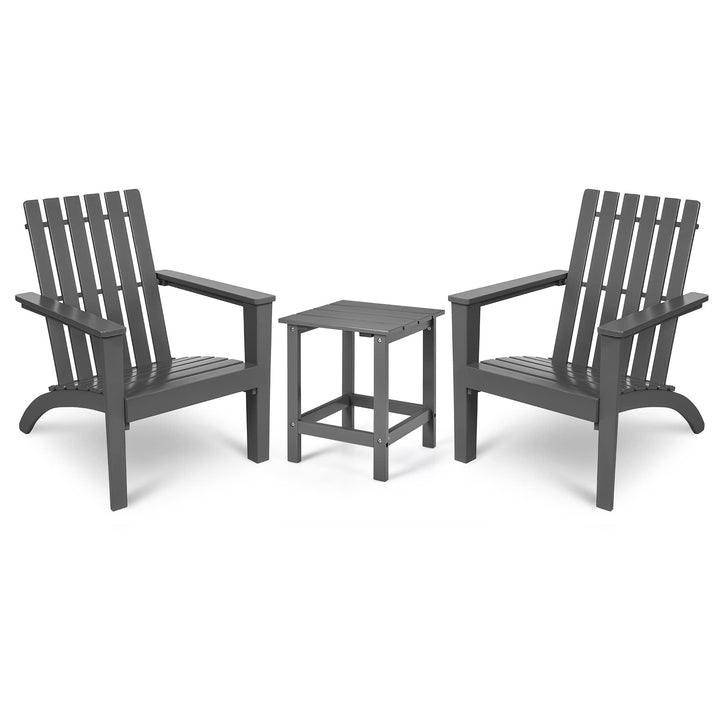 Giantex Wood Adirondack Chair &amp; Side Table Set, Patio Bistro Set with Slatted Design