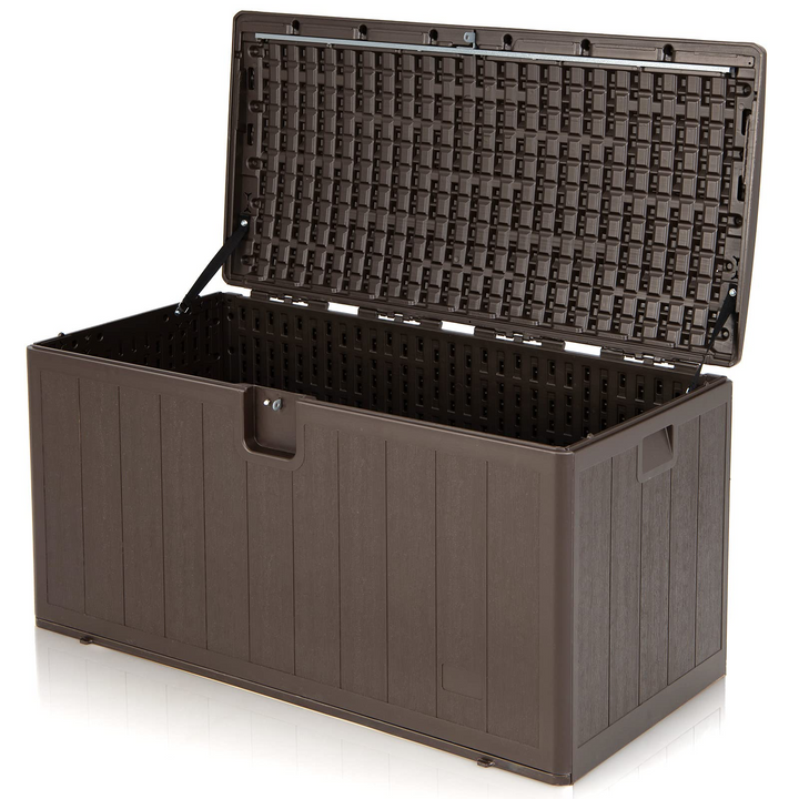 Outdoor Storage Deck Box Patio Bin - 105 Gallon Indoor/Outside Storage Box with Lockable Lid