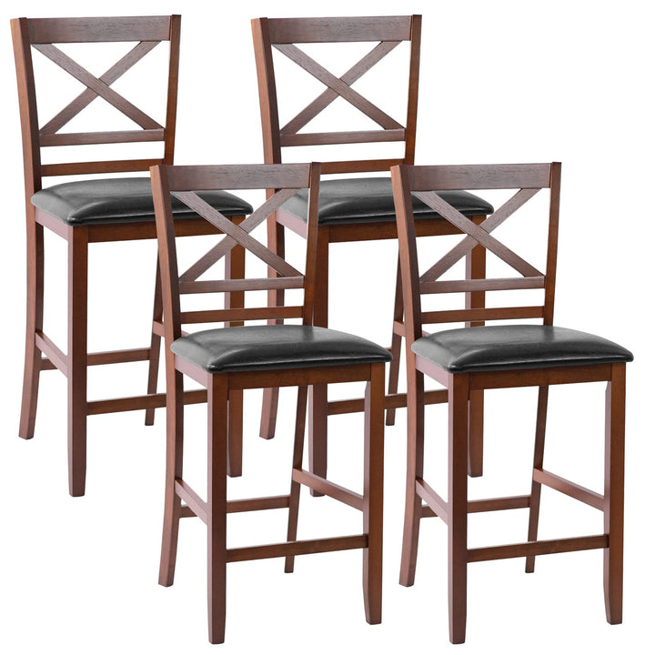 Giantex Modern 25” Counter Height Dining Pub Stools with X-Shaped Backrest, Soft Cushion &amp; Durable PU Seat
