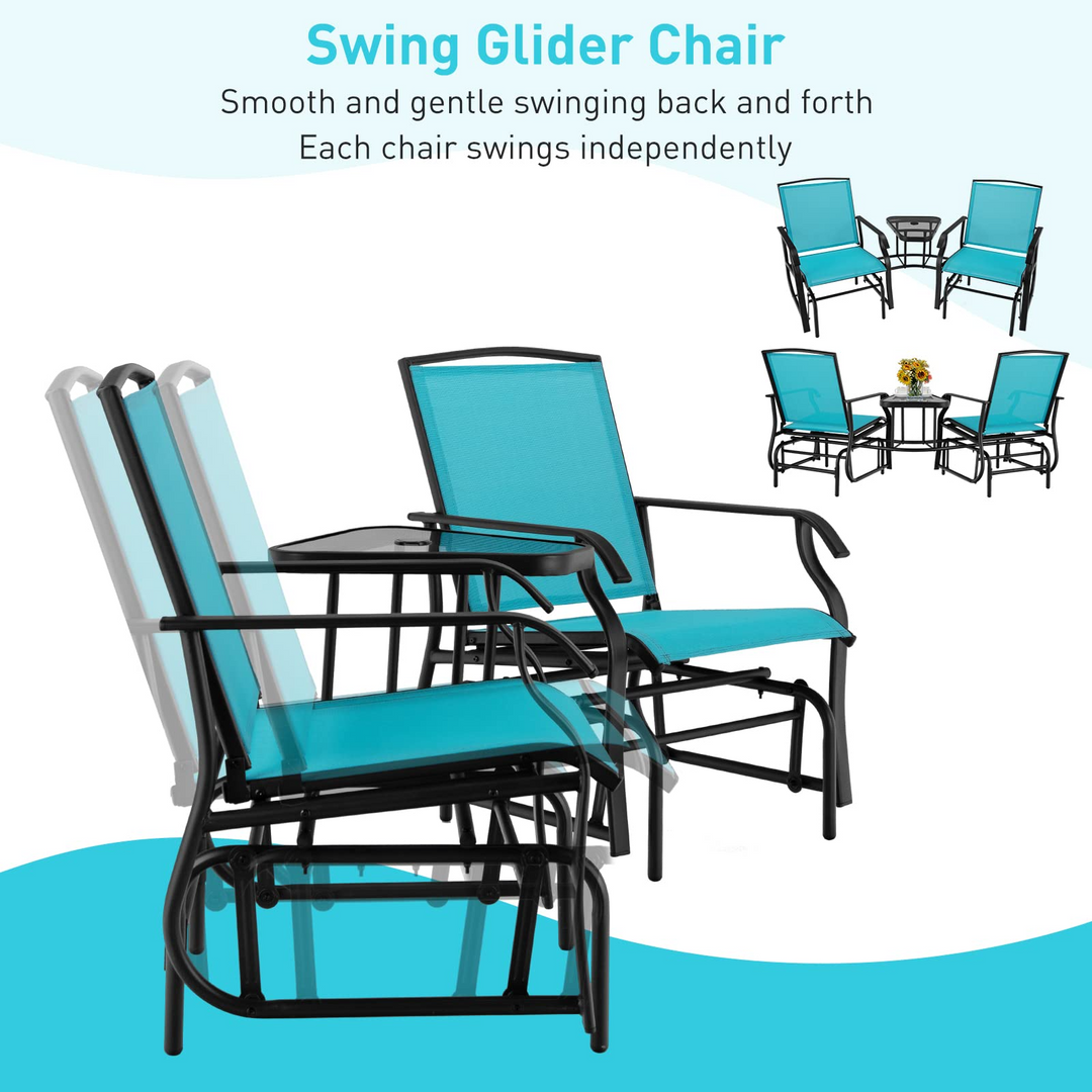 Giantex Outdoor Glider Chairs with Table &amp; Umbrella Hole