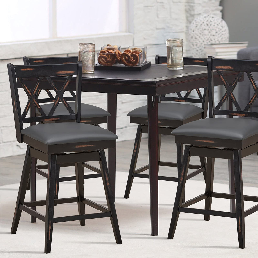 Giantex Bar Stool with Foot Rest Upholstered Cushion &amp; Ergonomic Backrest
