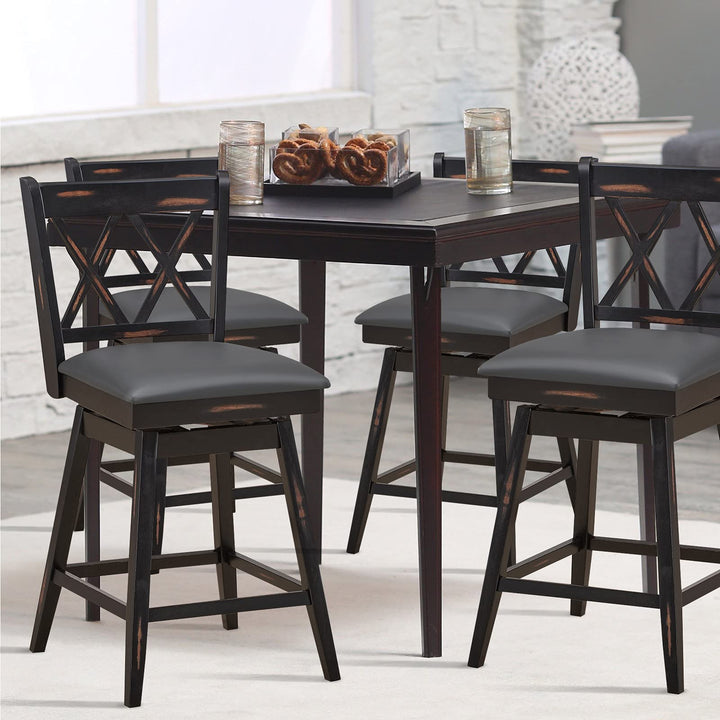 Giantex Bar Stool with Foot Rest Upholstered Cushion &amp; Ergonomic Backrest