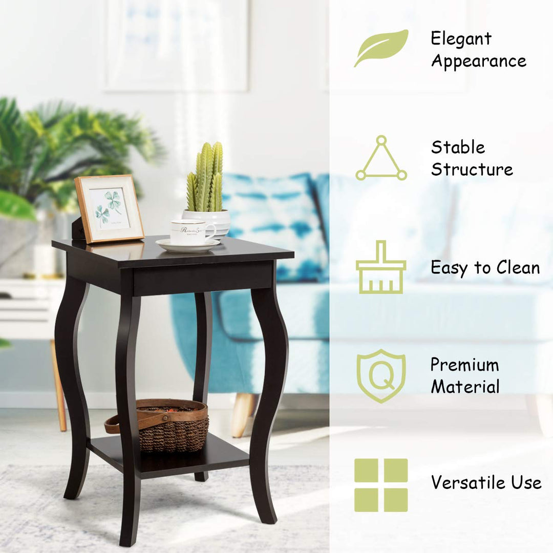 16" End Table W/Storage &amp; Shelf Curved Legs Home Furniture for Living Room