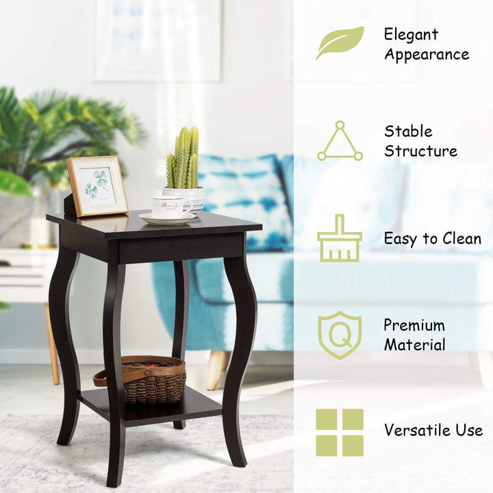 16" End Table W/Storage &amp; Shelf Curved Legs Home Furniture for Living Room