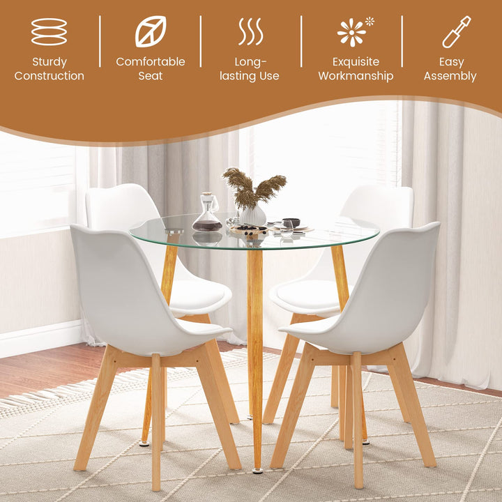 Giantex Dining Table Set | 1 Round Tempered Glass Table &amp; 4 High Back Chairs