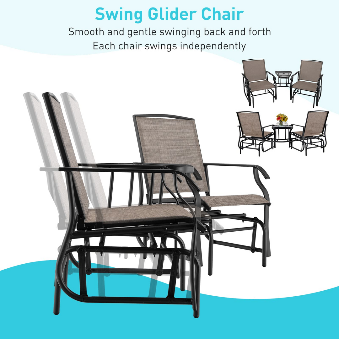 Giantex Outdoor Glider Chairs with Table &amp; Umbrella Hole