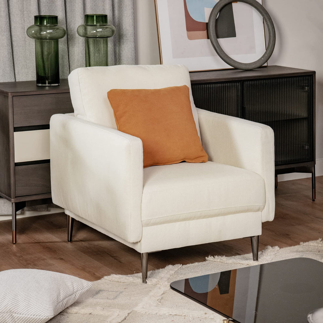 Giantex Sofa Couch, for Bedroom, Reception Rooms, Chair &amp; Loveseat(Grey &amp; White)