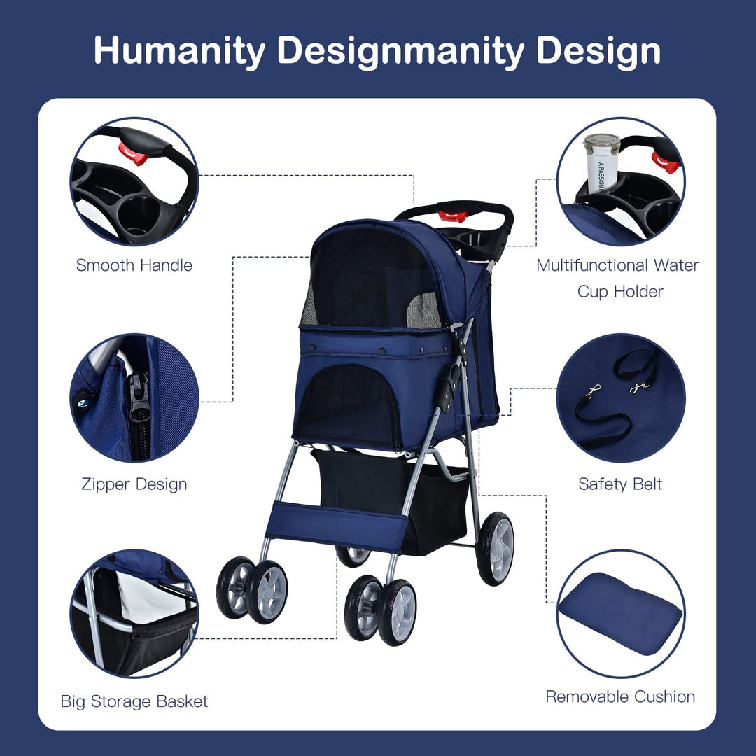  Pet Stroller for Small Medium Dogs Cats Puppy - Giantex