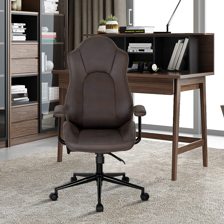 Ergonomic Leathaire Task Chair with Comfortable Padded Seat &amp; Detachable Armrests