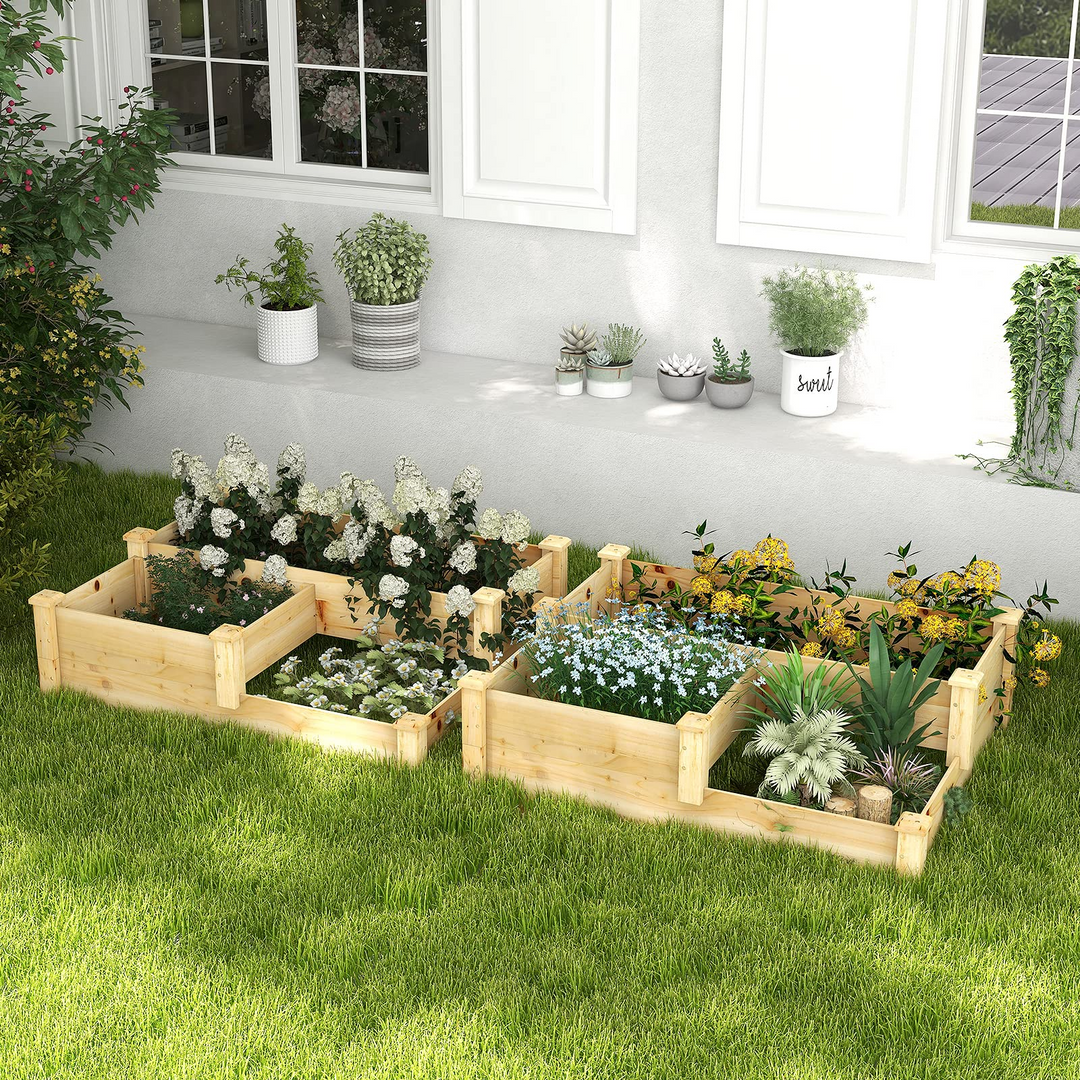 Giantex Raised Garden Bed, Wood Planter Box for Vegetables Flowers Fruit Herb, Easy Assembly (42.5" Lx34.5 Wx14.5 H)