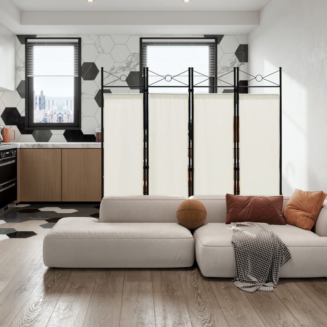 4 Panel Room Divider | 6 Ft Steel Frame Folding Privacy Screen
