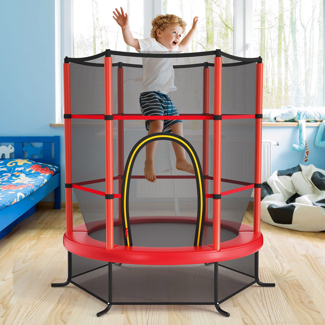 55" Kids Trampoline with Safety Enclosure Net - Giantex