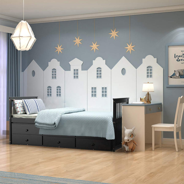 Giantex Twin Captain’s Bed with Trundle and 3 Storage Drawers