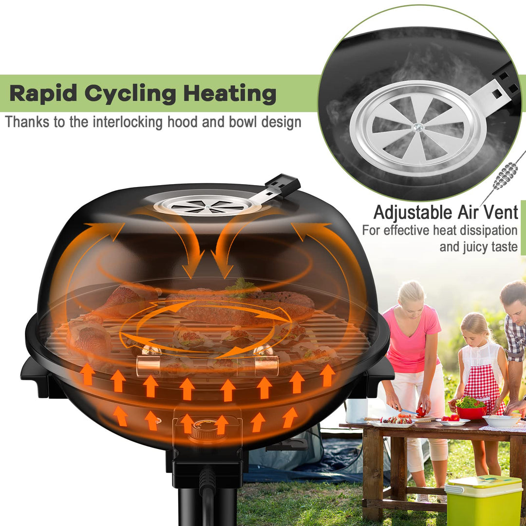 Giantex 1600W Portable Electric BBQ Grill with Removable Non-Stick Rack