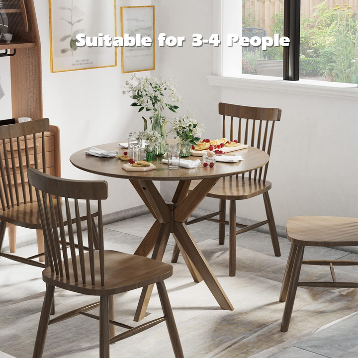 Giantex 36 Inch Round Wood Dining Table with Intersecting Pedestal Base