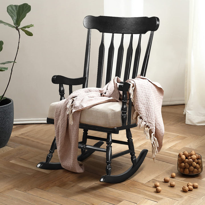 Giantex Outdoor Wood Rocking Chair - Set of 2 Patio Rocking Chair with Solid Frame