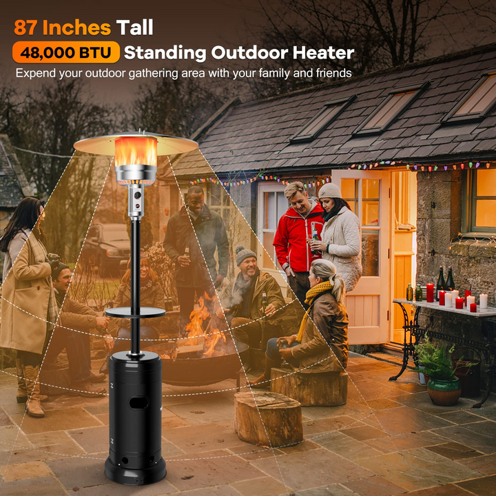 Giantex 50000 BTU Outdoor Propane Heater, Patio Heater with Height Adjustable Shelf Tabletop &amp; Wheels
