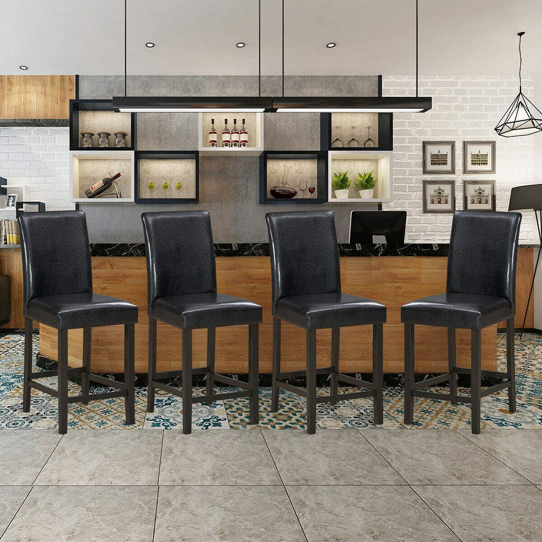 Giantex 25 inch Wooden Vintage Bar Chairs, Counter Stools w/ Upholstered Foam Cushion &amp; Solid Rubber Wood Legs