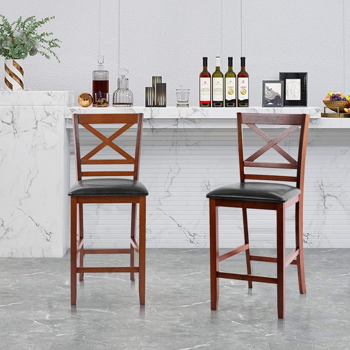 Giantex Modern 25” Counter Height Dining Pub Stools with X-Shaped Backrest, Soft Cushion &amp; Durable PU Seat