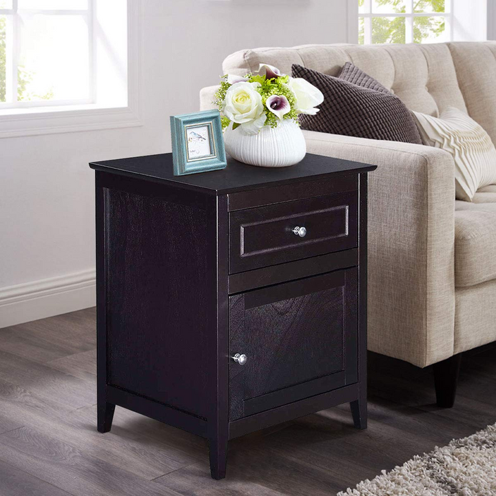 Wooden End Table W/Shelf - Giantex