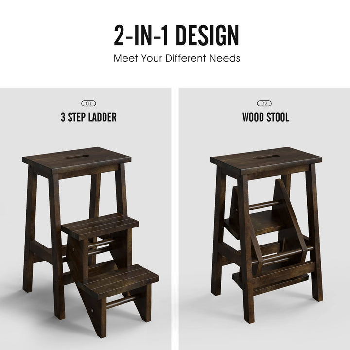 Folding 3 Tier Step Ladder - Giantex