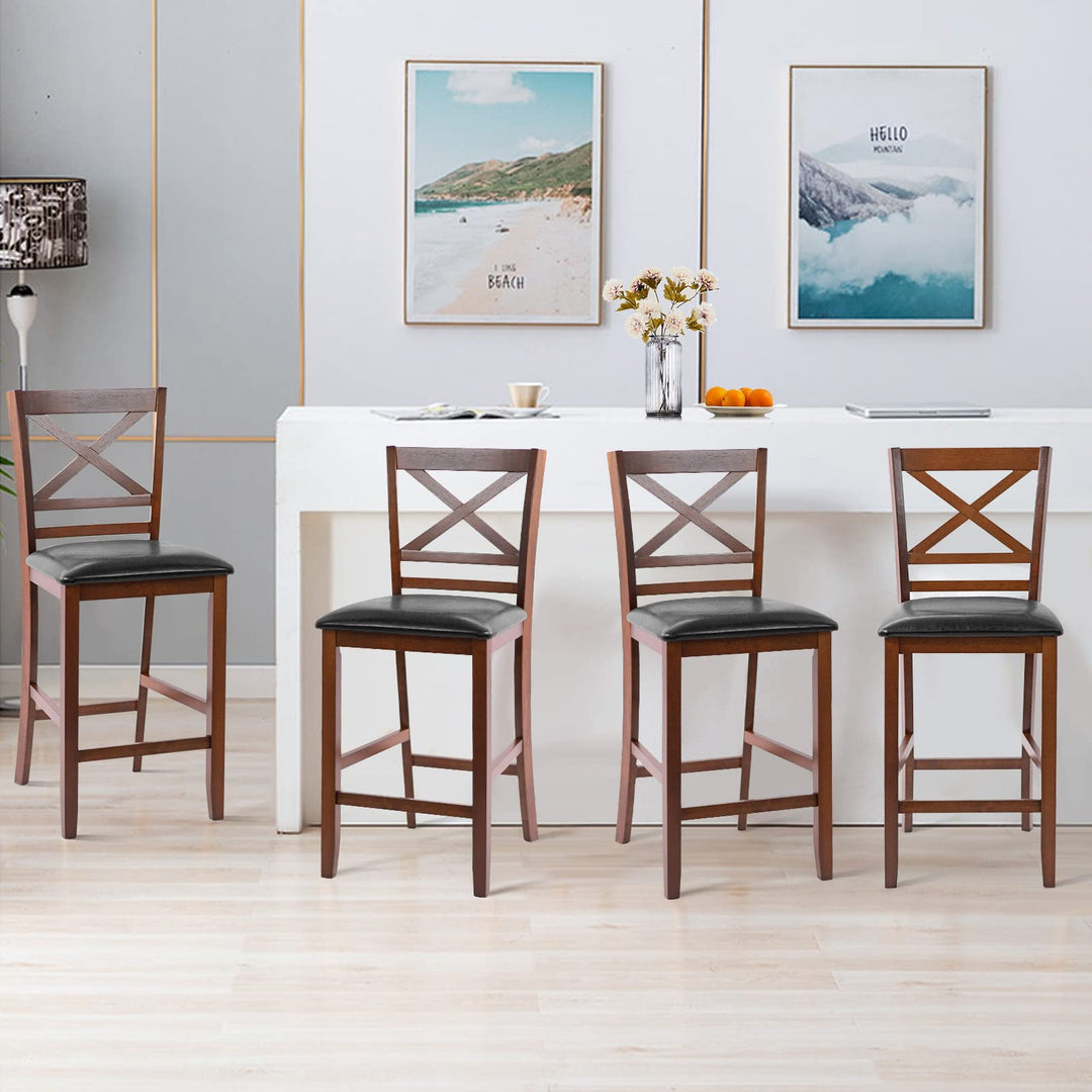 Giantex Modern 25” Counter Height Dining Pub Stools with X-Shaped Backrest, Soft Cushion &amp; Durable PU Seat