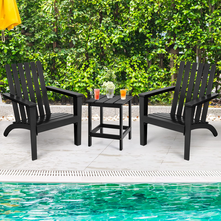 Giantex Wood Adirondack Chair &amp; Side Table Set, Patio Bistro Set with Slatted Design