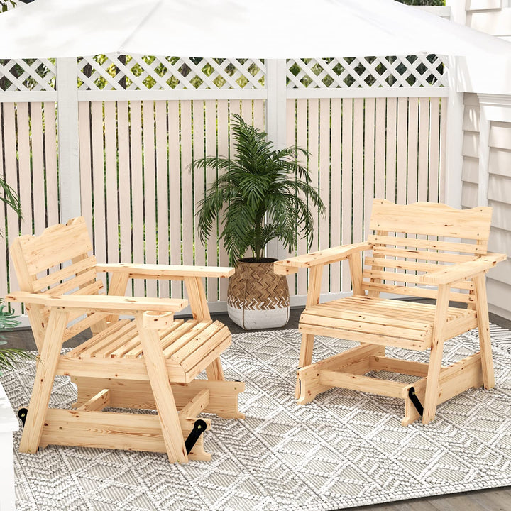 Giantex Outdoor Wood Rocking Chair with High Back and Widened Armrests