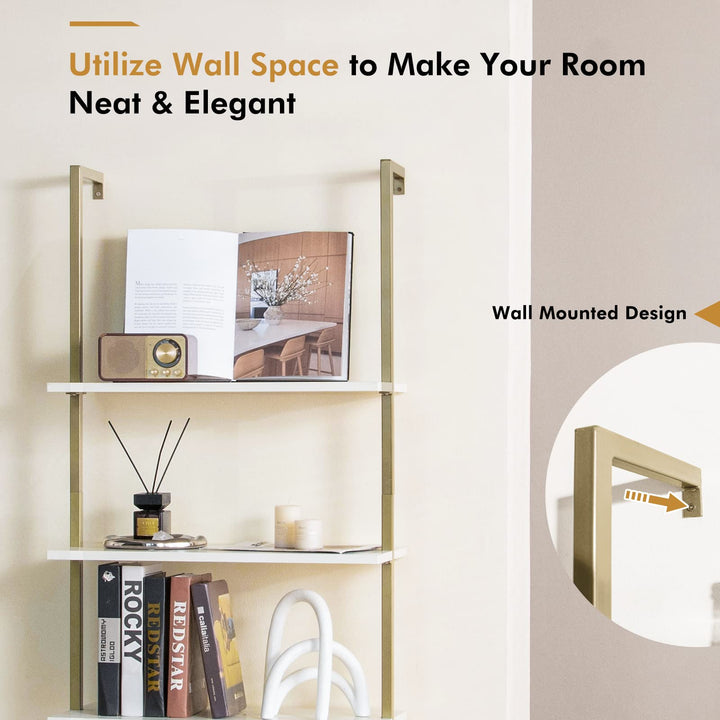 Giantex 5 Tier Modern Wall Mounted Bookshelf, 71&