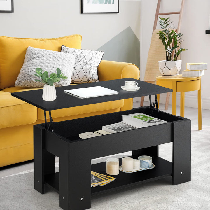 Giantex Lift Top Coffee Table, Modern Cocktail Table w/Hidden Compartment &amp; Open Storage Shelf