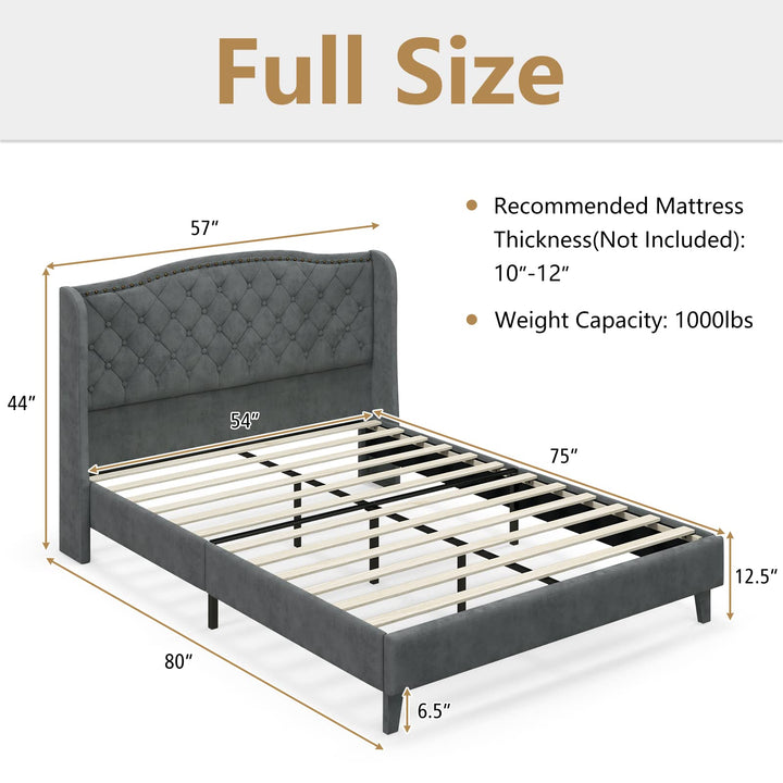 Giantex Queen/Full Size Velvet Upholstered Bed Frame
