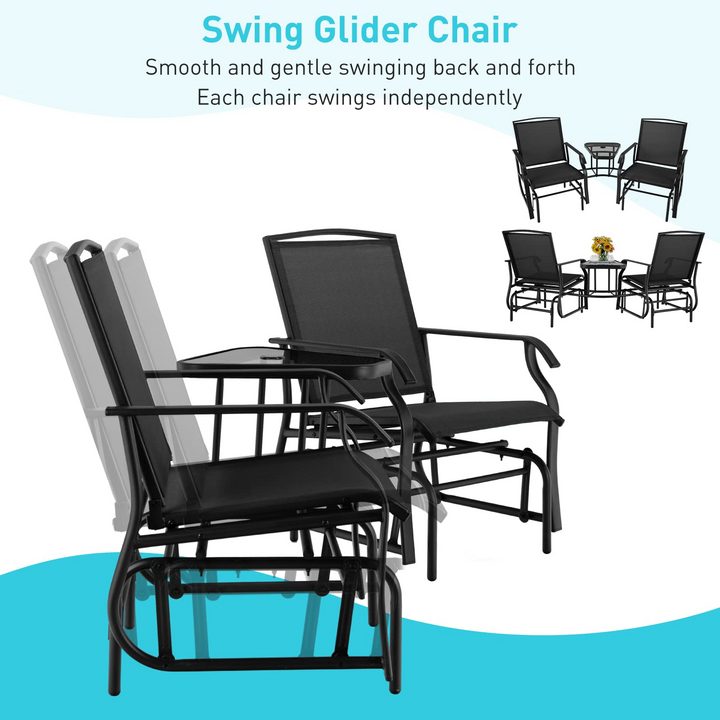 Giantex Outdoor Glider Chairs with Table &amp; Umbrella Hole