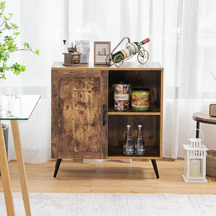 Giantex Mid-Century Storage Cabinet, Buffet Sideboard with Single Door &amp; Adjustable Shelves