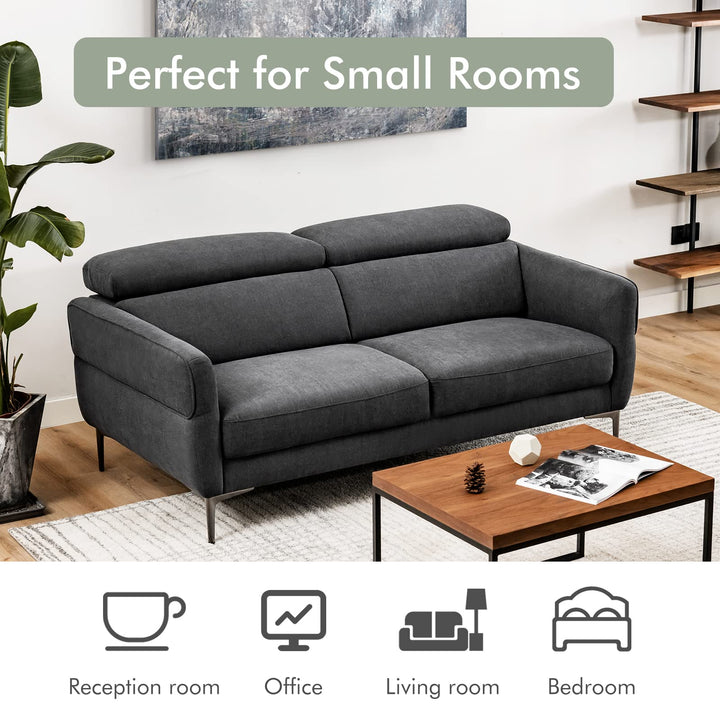 Giantex Couch, Upholstered Loveseat with Lift-up Headrest and Metal Legs