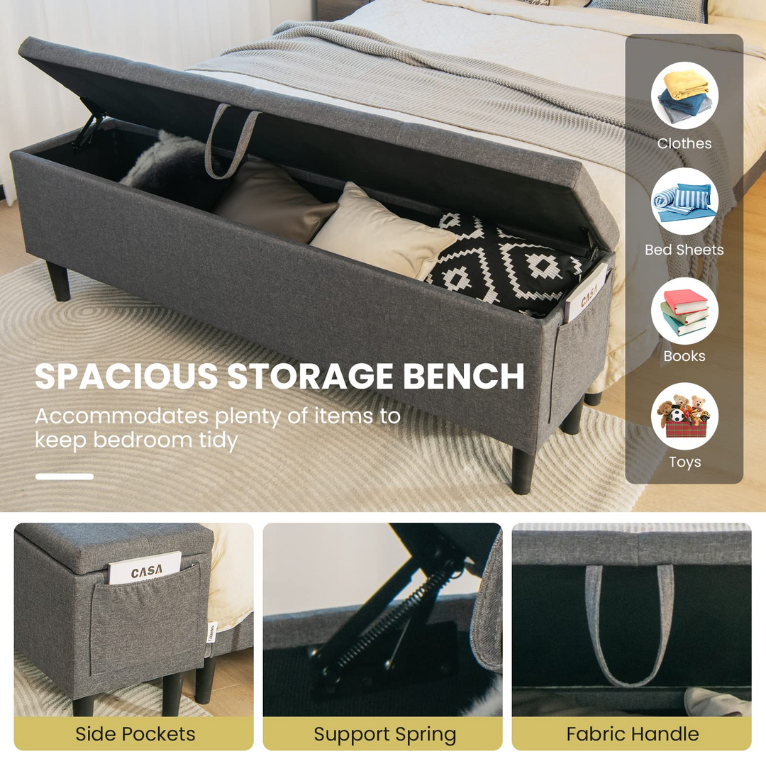 Giantex Queen/Full Size Bed Frame with Storage Ottoman