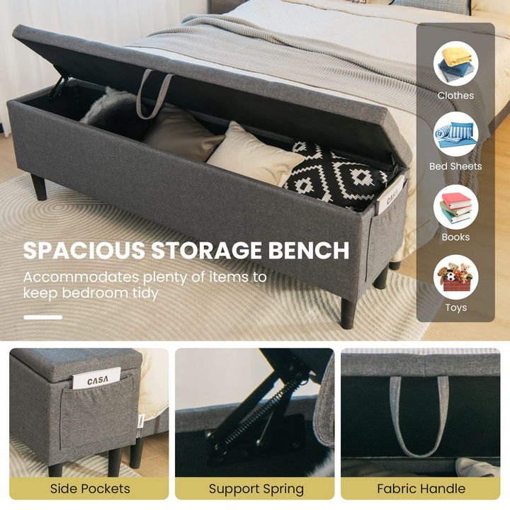 Giantex Queen/Full Size Bed Frame with Storage Ottoman