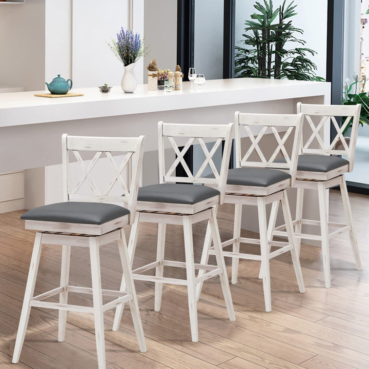 Giantex Bar Stool with Foot Rest Upholstered Cushion &amp; Ergonomic Backrest