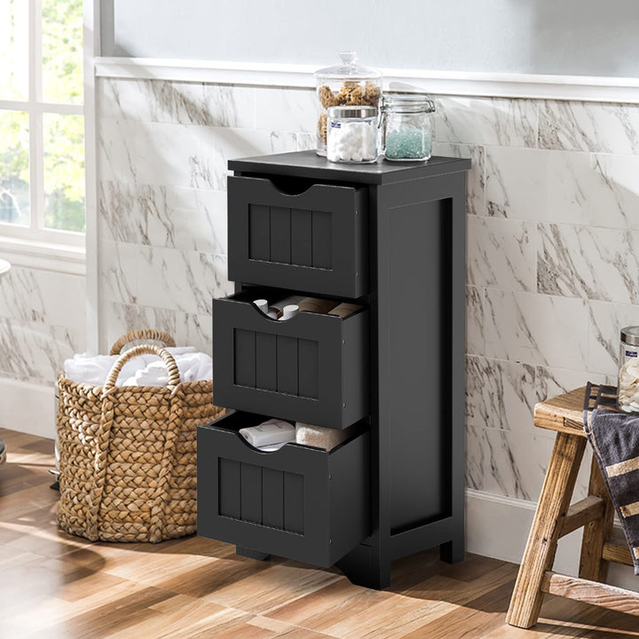 Giantex Bathroom Floor Cabinet - Small Bathroom Storage Cabinet with 3 Removable Drawers