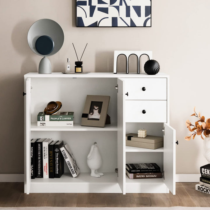 Giantex Buffet Cabinet with Storage - Kitchen Sideboard with 2 Drawers, 3-Door Large &amp; Small Cabinet