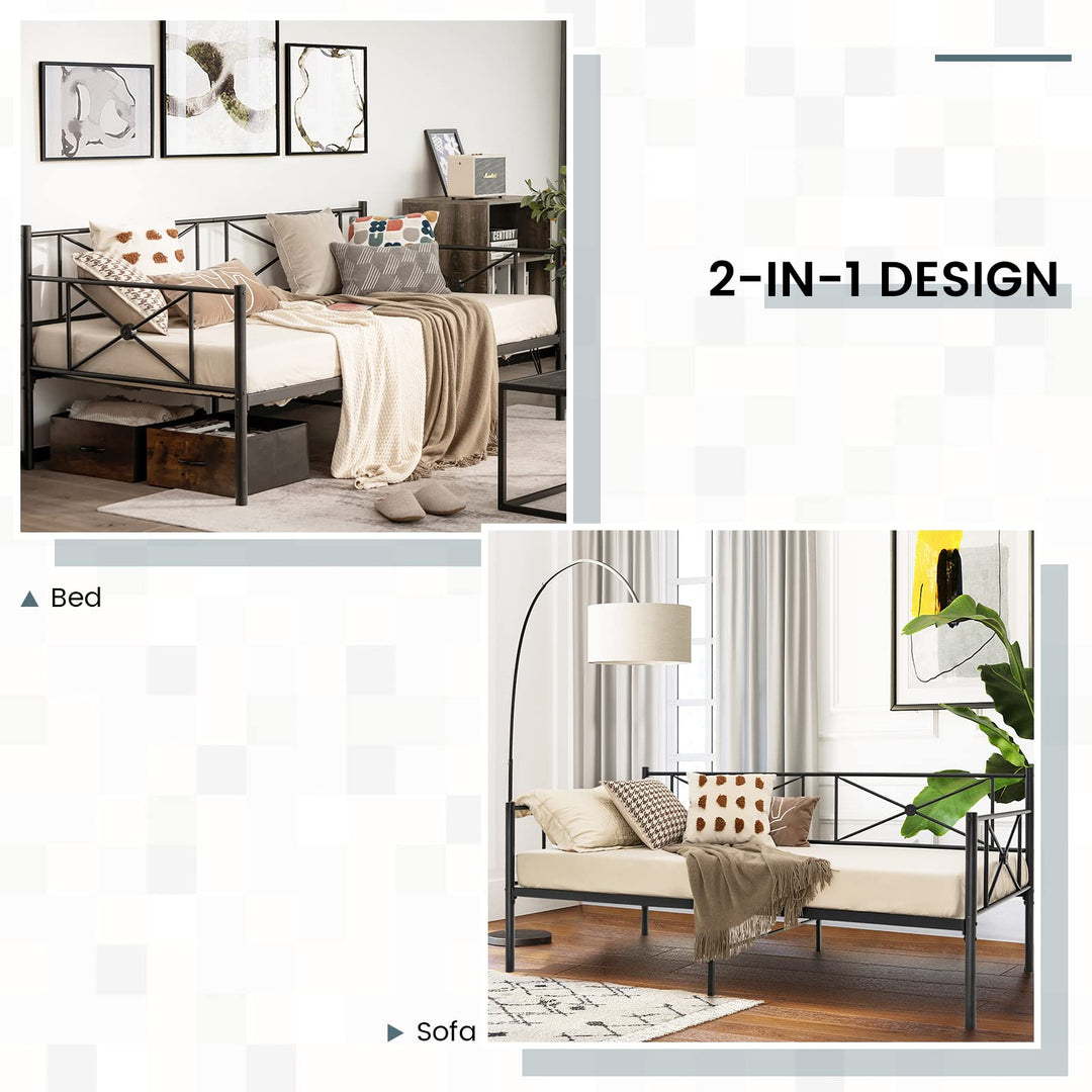 Giantex Metal Daybed Frame Twin Size, for Living Room Bedroom Guest Room, Easy Assembly, Black &amp; White