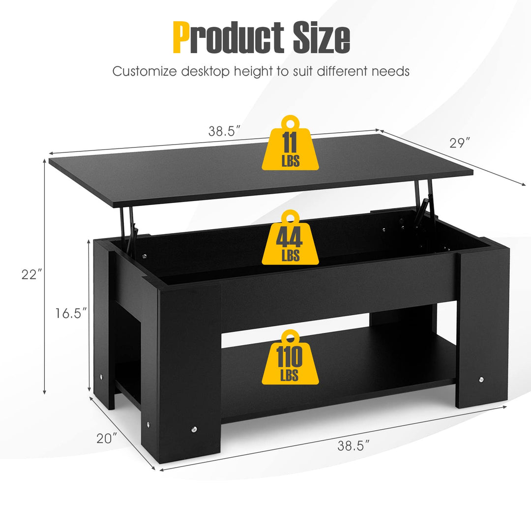 Giantex Lift Top Coffee Table, Modern Cocktail Table w/Hidden Compartment &amp; Open Storage Shelf
