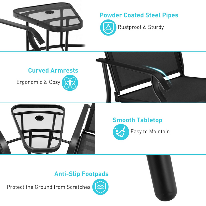 Giantex Outdoor Glider Chairs with Table &amp; Umbrella Hole