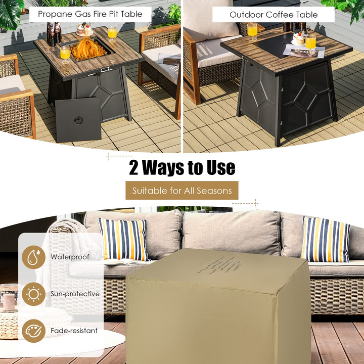 Fire Pits for Outside Outdoor Propane Fire Pit Table, 28" Patio Gas Fireplace W/ Lid &amp; Lava Rocks
