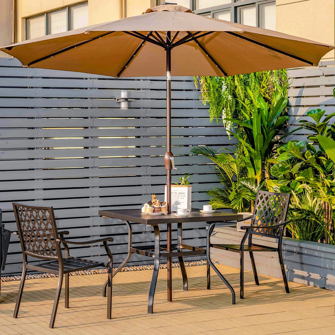 Giantex 3 Pieces Outdoor Dining Set, Patio Table &amp; 2 Stackable Chairs, Outside Dining Furniture